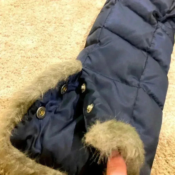 Apt. 9 Women’s Long Coat Puffer Jacket W/ Faux Fur trim Navy Sz. XS - Picture 3 of 8